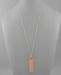 Dusty Pink/Gold Leather Bar Necklace