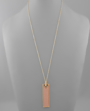 Dusty Pink/Gold Leather Bar Necklace