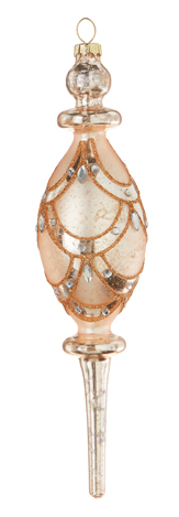 Rose Gold Jeweled Teardrop Finial Ornament