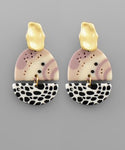 White/Multi Clay Abstract Earrings