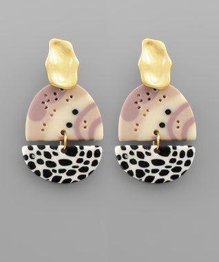White/Multi Clay Abstract Earrings