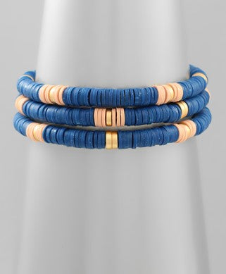 Blue Two-Tone Clay Bracelet