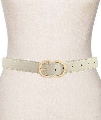 Cream Oval Buckle Belt