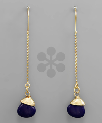 Blue Beaded Drop Earrings