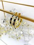 Black Star CZ Enamel Hoop Earrings