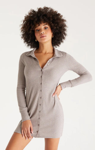 Z Supply Zeda Rib Button Up Dress - Ash