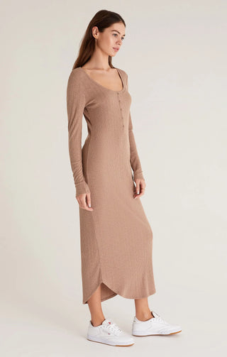 *FINAL SALE* Z Supply Heidi Rib Henley Midi Dress - Portabella