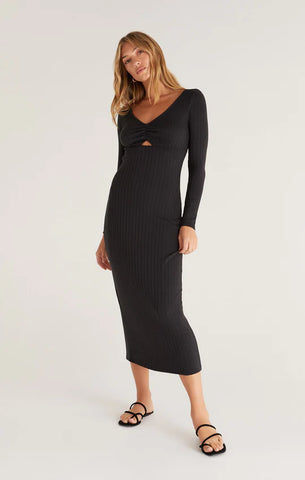 Z Supply Orla Rib Midi Dress - Black