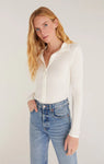 Z Supply Adrienne Rib Button Up Top - Sandstone