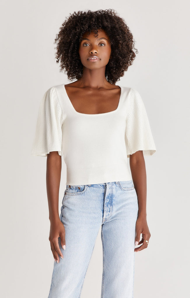 Z Supply Gigi Pointelle Sweater Top - Sandstone – Eclectic Boutique