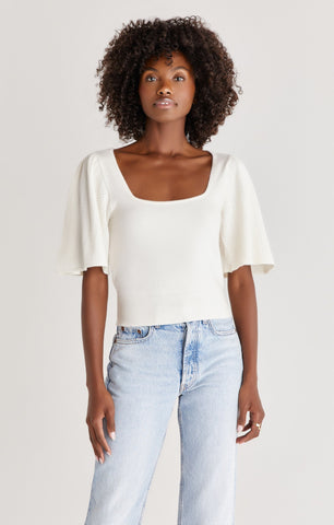 Z Supply Gigi Pointelle Sweater Top - Sandstone