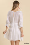 Off White 3/4 Puff Sleeve Dress