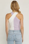Lavender Combo Colorblock Halter Neck Bodysuit