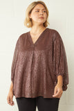 Clothing - Top Brown & Gold Speckled Bubble Sleeve