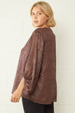 Clothing - Top Brown & Gold Speckled Bubble Sleeve