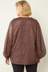 Clothing - Top Brown & Gold Speckled Bubble Sleeve