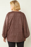 Clothing - Top Brown & Gold Speckled Bubble Sleeve