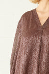 Clothing - Top Brown & Gold Speckled Bubble Sleeve