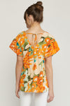 Orange Printed Babydoll Top