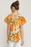 Orange Printed Babydoll Top