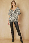 Zebra Print Puff Sleeve Top