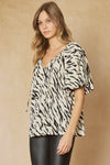 Zebra Print Puff Sleeve Top