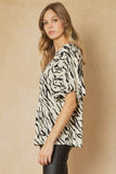 Zebra Print Puff Sleeve Top