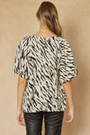 Zebra Print Puff Sleeve Top