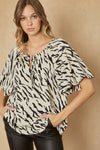 Zebra Print Puff Sleeve Top