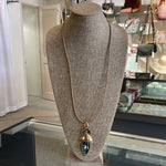 Blue/Green Resin Pendant Long Necklace