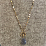 Teardrop Stone Disc Necklace