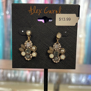 Gunmetal Cluster Gem Earrings