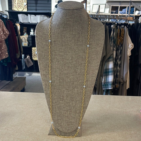 Maryna Jewelry Long Gold Chain/Grey Bead