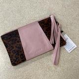 Soruka Jenna Print Leather Wristlet - Pink/Leopard