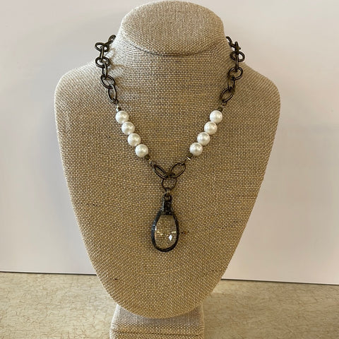 Maryna Jewelry Bronze Chain/Pearl Pendant Necklace