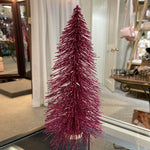 Christmas Decor - Bottle Brush Tree 10" Fuchsia Glittered