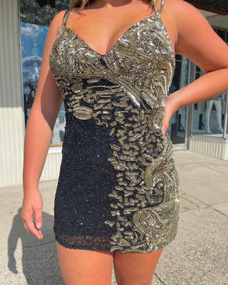 Rachel Allan 40175 - Black/Gold Size 10