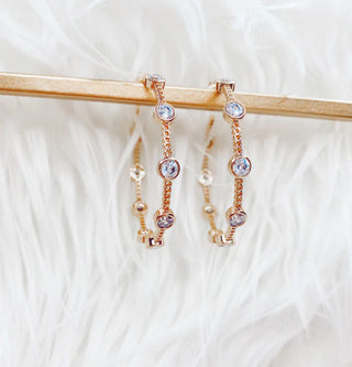 Meghan Gold/Crystal Hoop Earrings