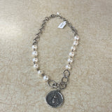 Maryna Jewelry Silver Chain/Pearl Coin Necklace