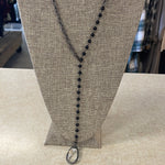 Maryna Jewelry Silver Chain/Black Beaded Lariat Necklace