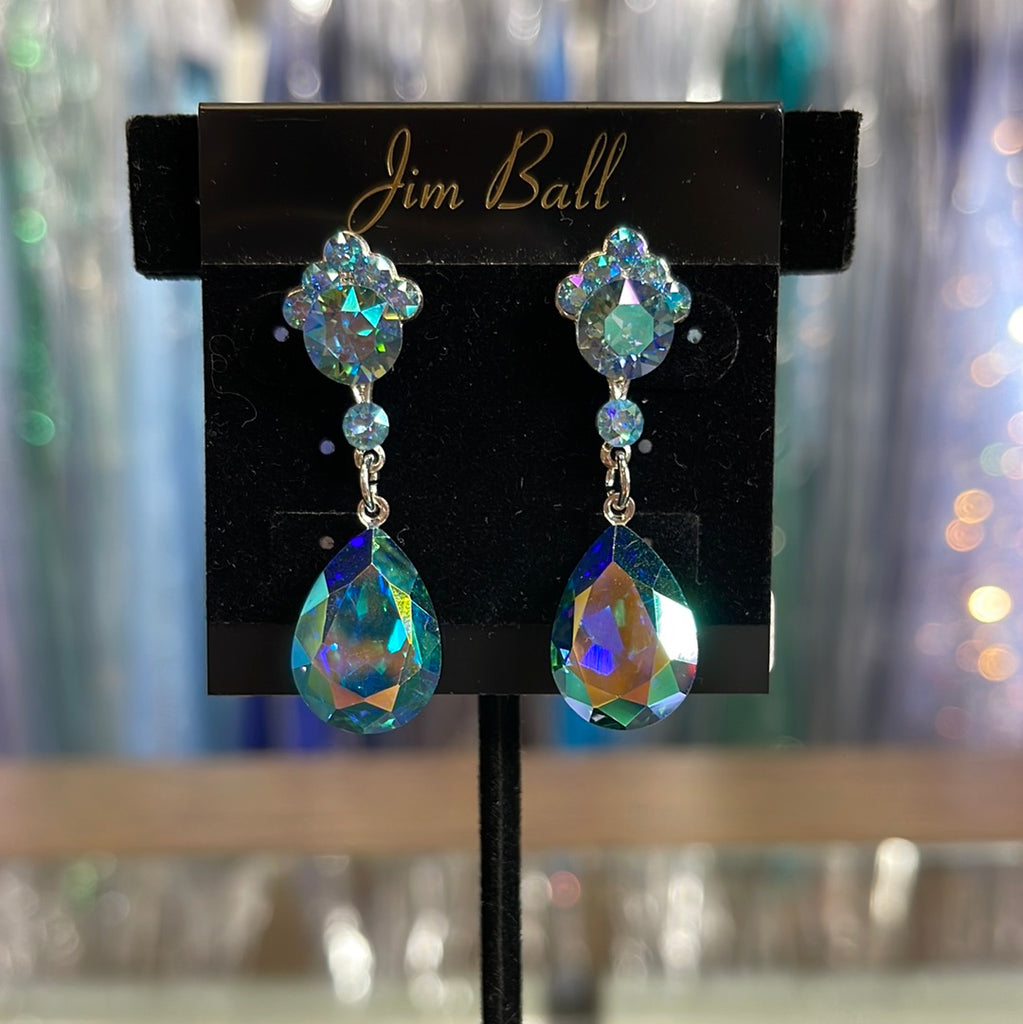 Jim Ball CE1316 Earrings Aqua AB/Silver Eclectic Boutique