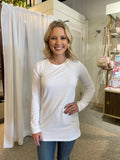 Clothing - Top White Long Sleeve Crew Neck Tee