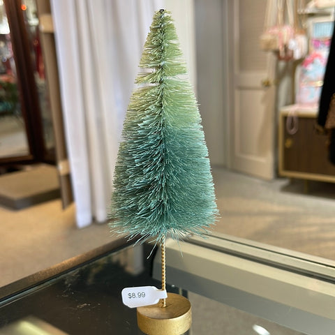 Christmas Decor - Bottle Brush Tree 2.5W"x7"H Mint/Aqua Ombre