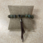 Maryna Jewelry Green Beaded/Brown Tassel Bracelet
