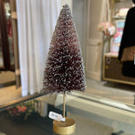 Christmas Decor - Bottle Brush Tree 2.5W"x7"H Burgundy Ombre Glittered