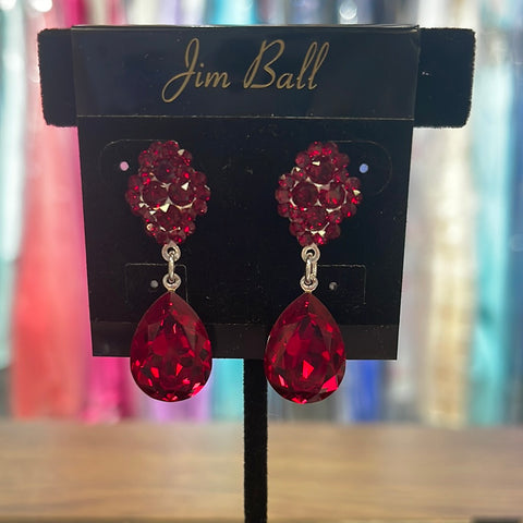 Jim Ball CE1205 Crystal Earrings - Siam/Silver