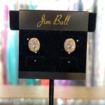 Jim Ball Earrings CZ547 - Clear/Rose Gold Halo Stud