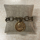 Maryna Jewelry Bronze Chain Coin Pendant Bracelet