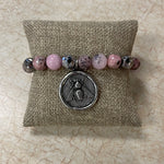 Maryna Jewelry Mauve/Silver Coin Pendant Bracelet