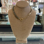 Gold Chain/Gray Beaded Necklace